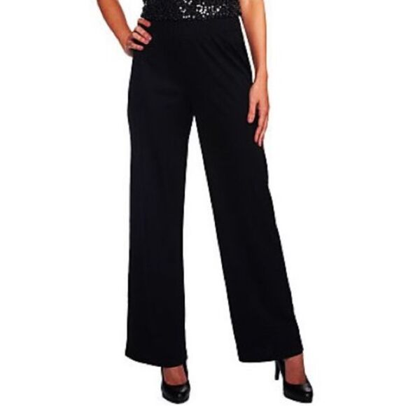 Joan Rivers Wardrobe Builders Jersey Pants Relaxed Fit Full Leg Black Sz L - Picture 1 of 14